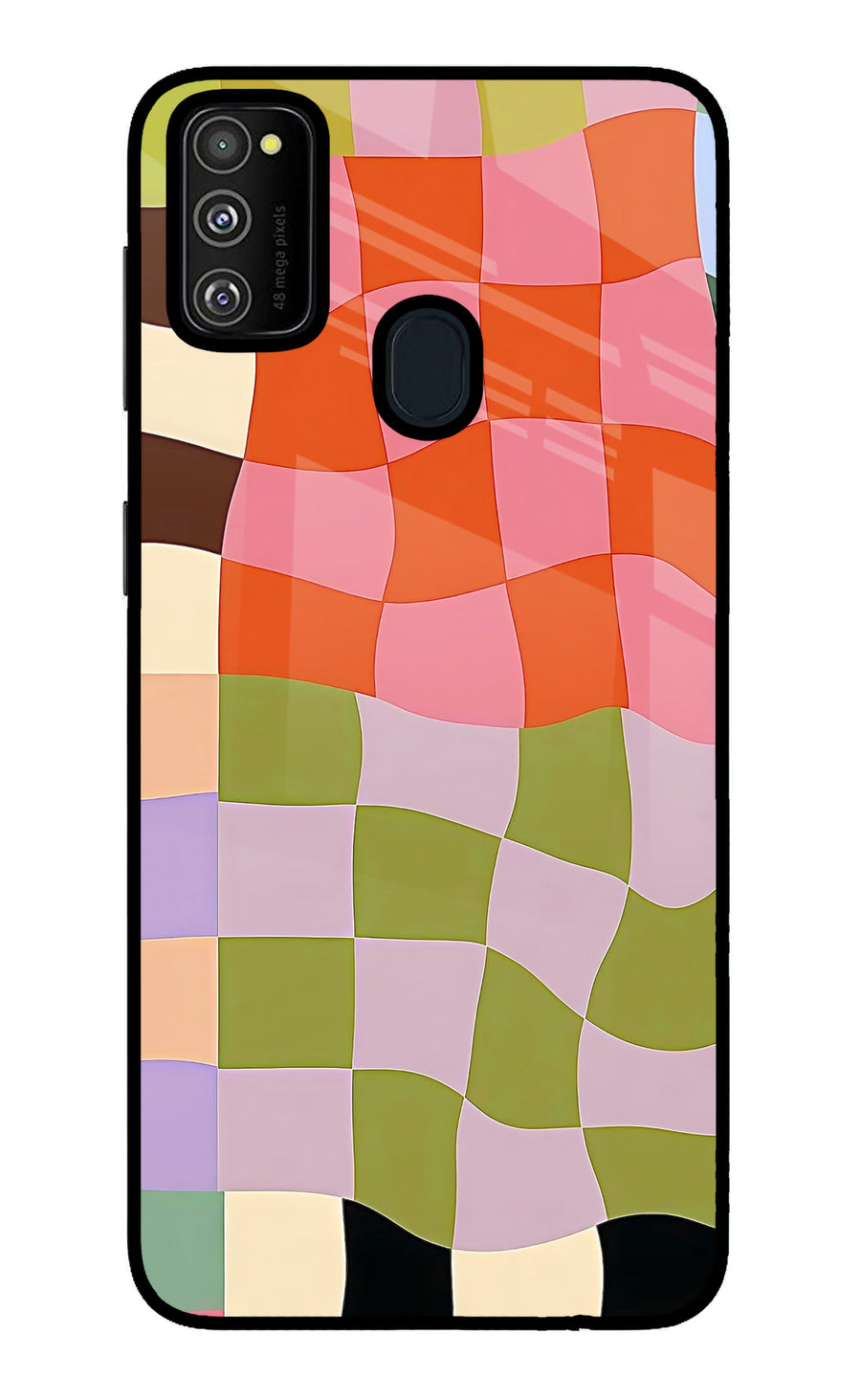 Wavy Grid Samsung M21 2020 Back Cover, Metal case