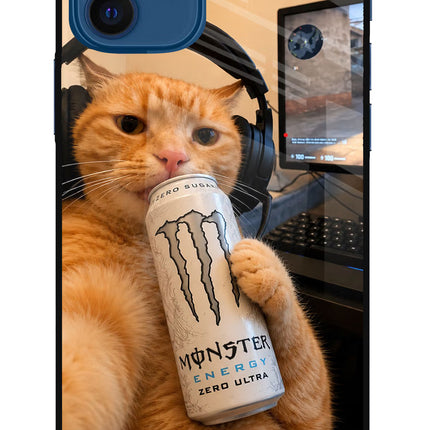 Gamer Cat Energy iPhone 12 Metal Case Back Cover by Casekaro