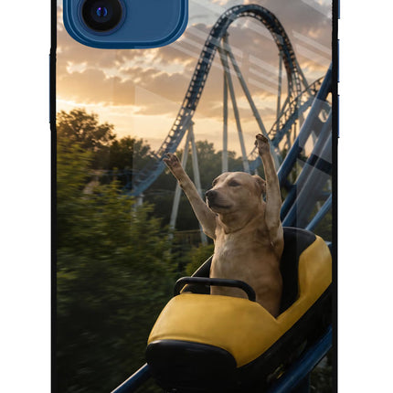 Rollercoaster Dog iPhone 12 Metal Case Back Cover by Casekaro