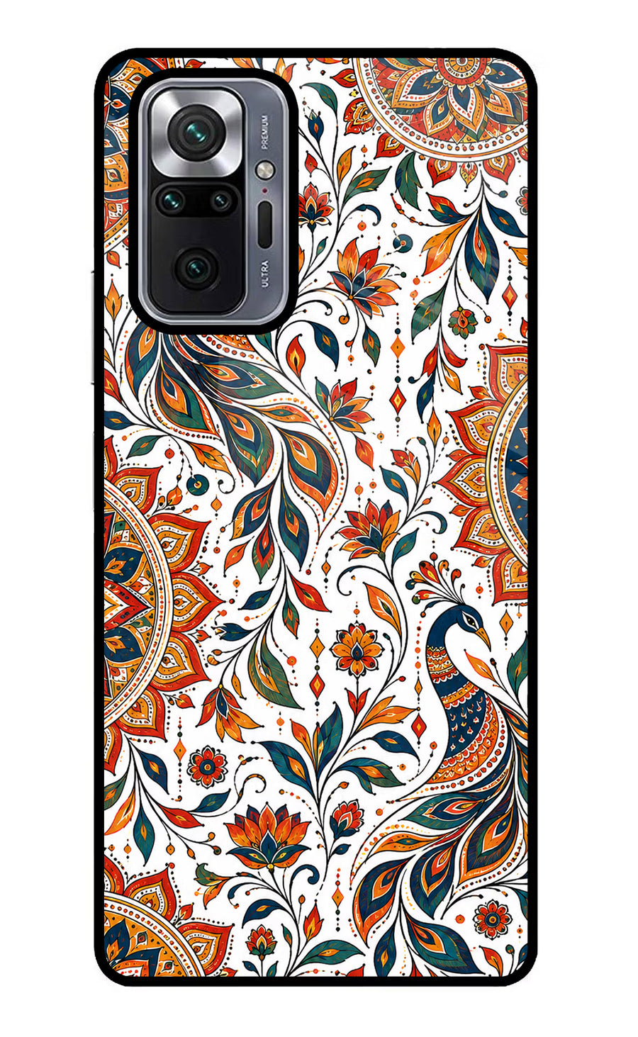 White Mayura Redmi Note 10 Pro Back Cover, Metal case