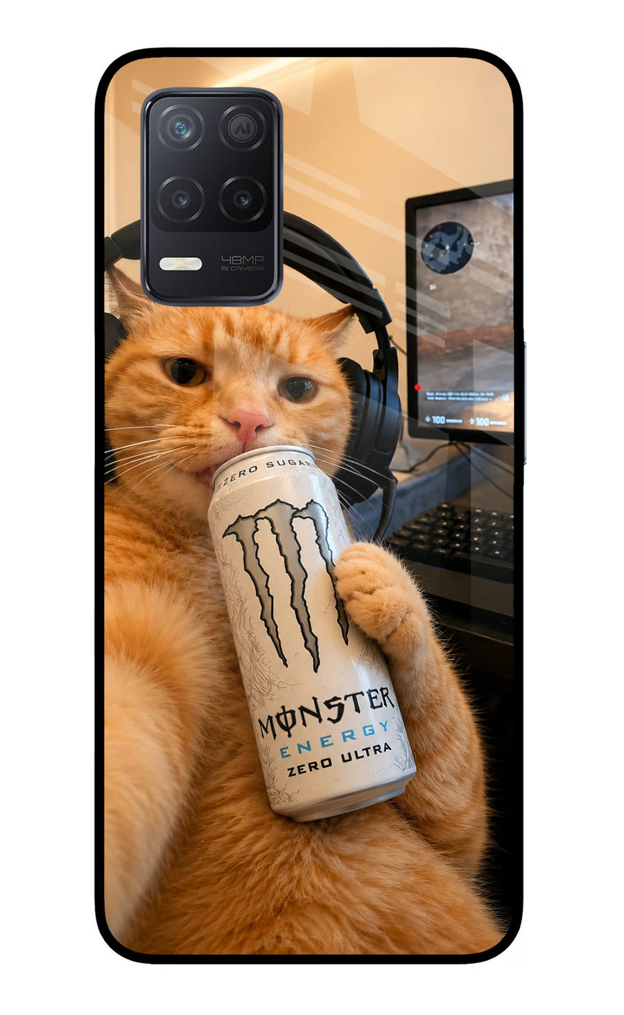 Gamer Cat Energy Realme 8 5G/8s 5G Back Cover, Metal case