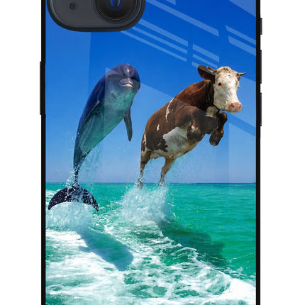 Dolphin vs Cow iPhone 13 Metal Case Back Cover by Casekaro