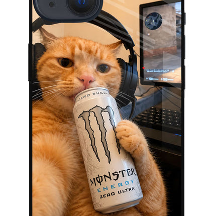 Gamer Cat Energy iPhone 13 Metal Case Back Cover by Casekaro