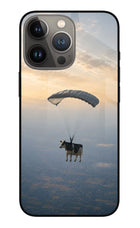 Skydiving Cow iPhone 13 Pro Metal Case Back Cover by Casekaro