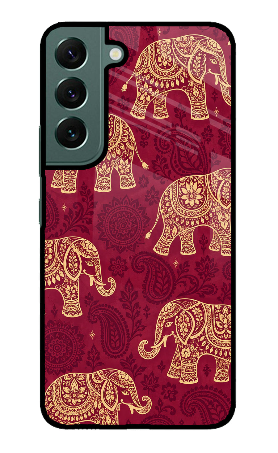 Maroon Elephant Samsung S22 Back Cover, Metal case