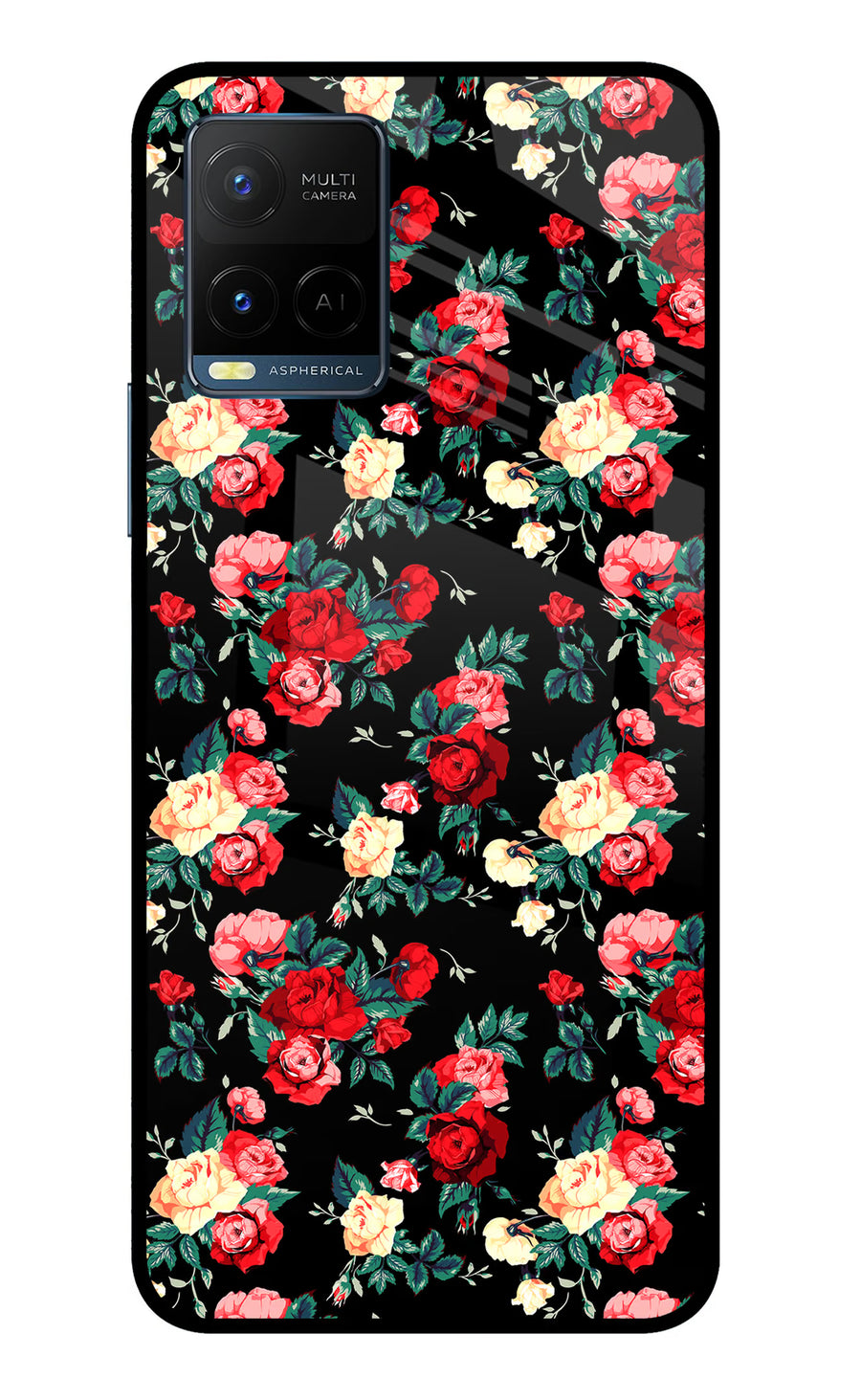 Rose Pattern Vivo Y33T Back Cover, Metal case