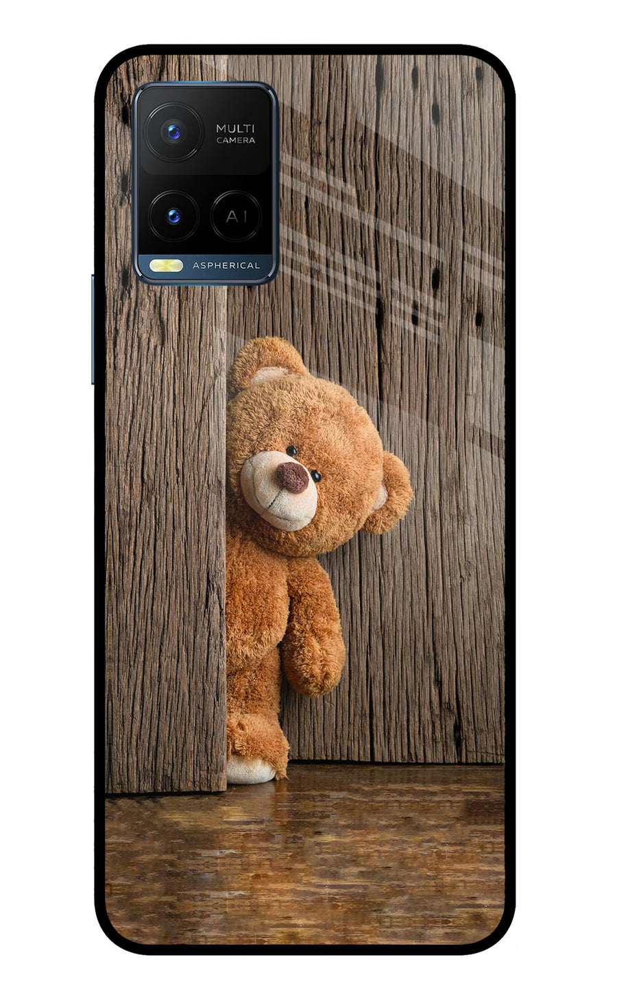 Teddy Wooden Vivo Y33T Back Cover, Metal case