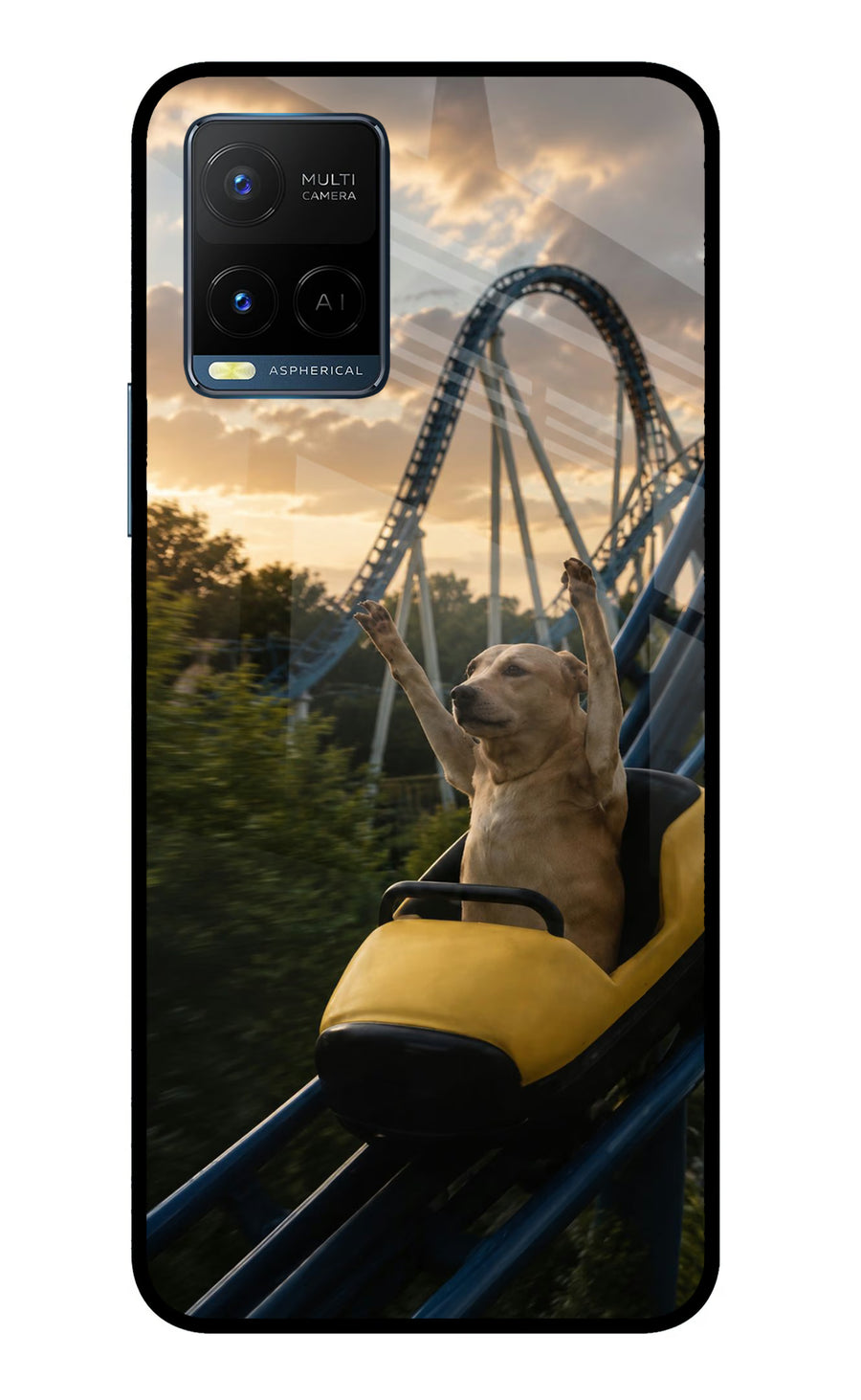 Rollercoaster Dog Vivo Y33T Back Cover, Metal case