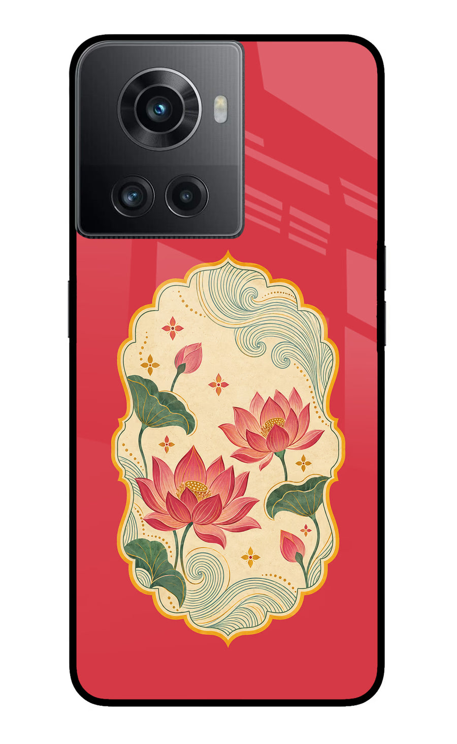Pink Lotus OnePlus 10R 5G Back Cover, Metal case