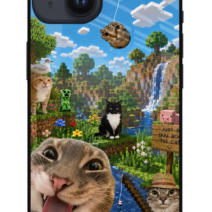 Minecraft Cat Chaos iPhone 14 Metal Case Back Cover by Casekaro