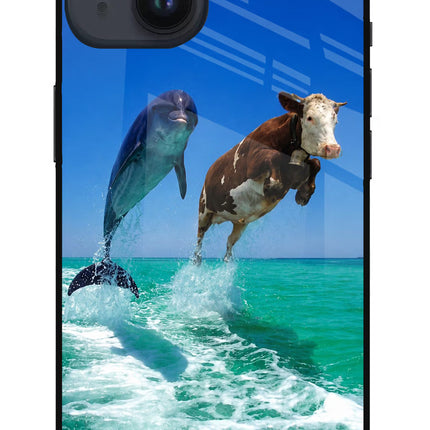 Dolphin vs Cow iPhone 14 Metal Case Back Cover by Casekaro