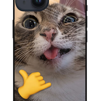 Silly Cat Call iPhone 14 Metal Case Back Cover by Casekaro