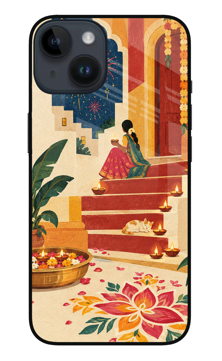 Diwali Rangoli iPhone 14 Back Cover, Metal case