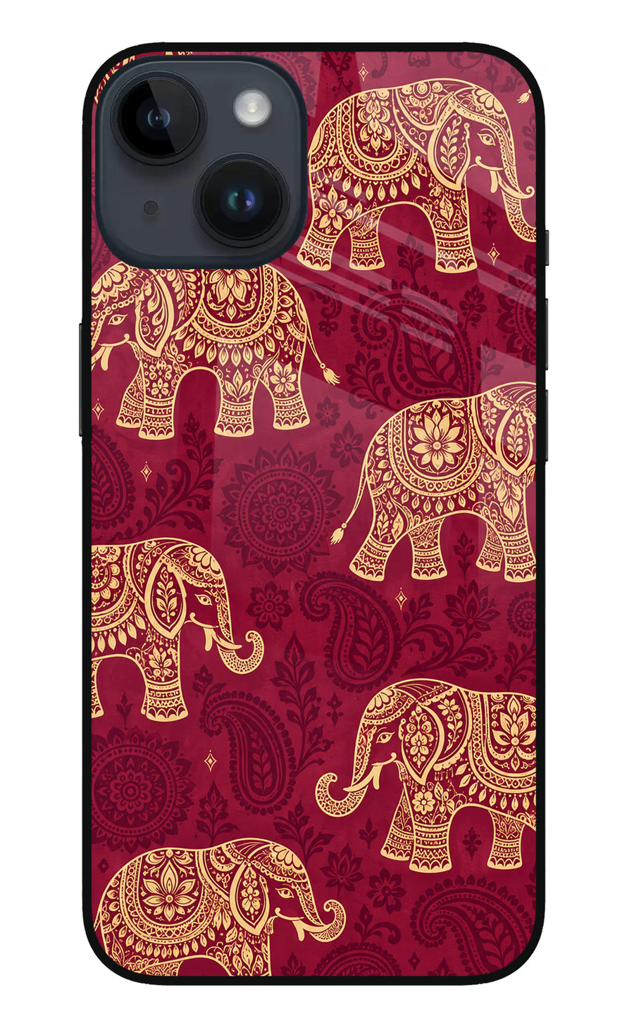 Maroon Elephant iPhone 14 Back Cover, Metal case
