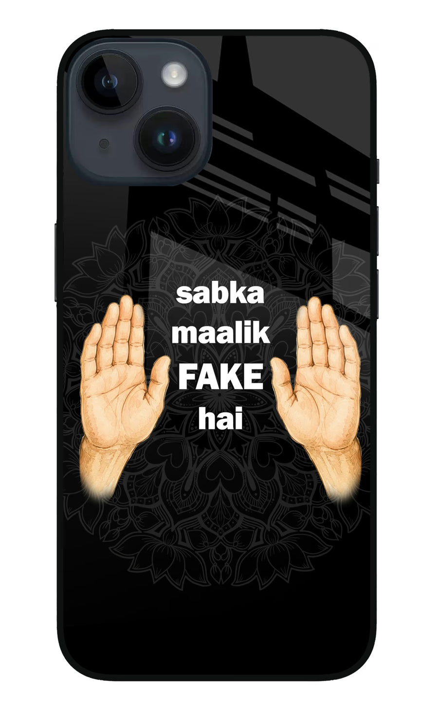 Sabka Malik Fake iPhone 14 Back Cover, Metal case