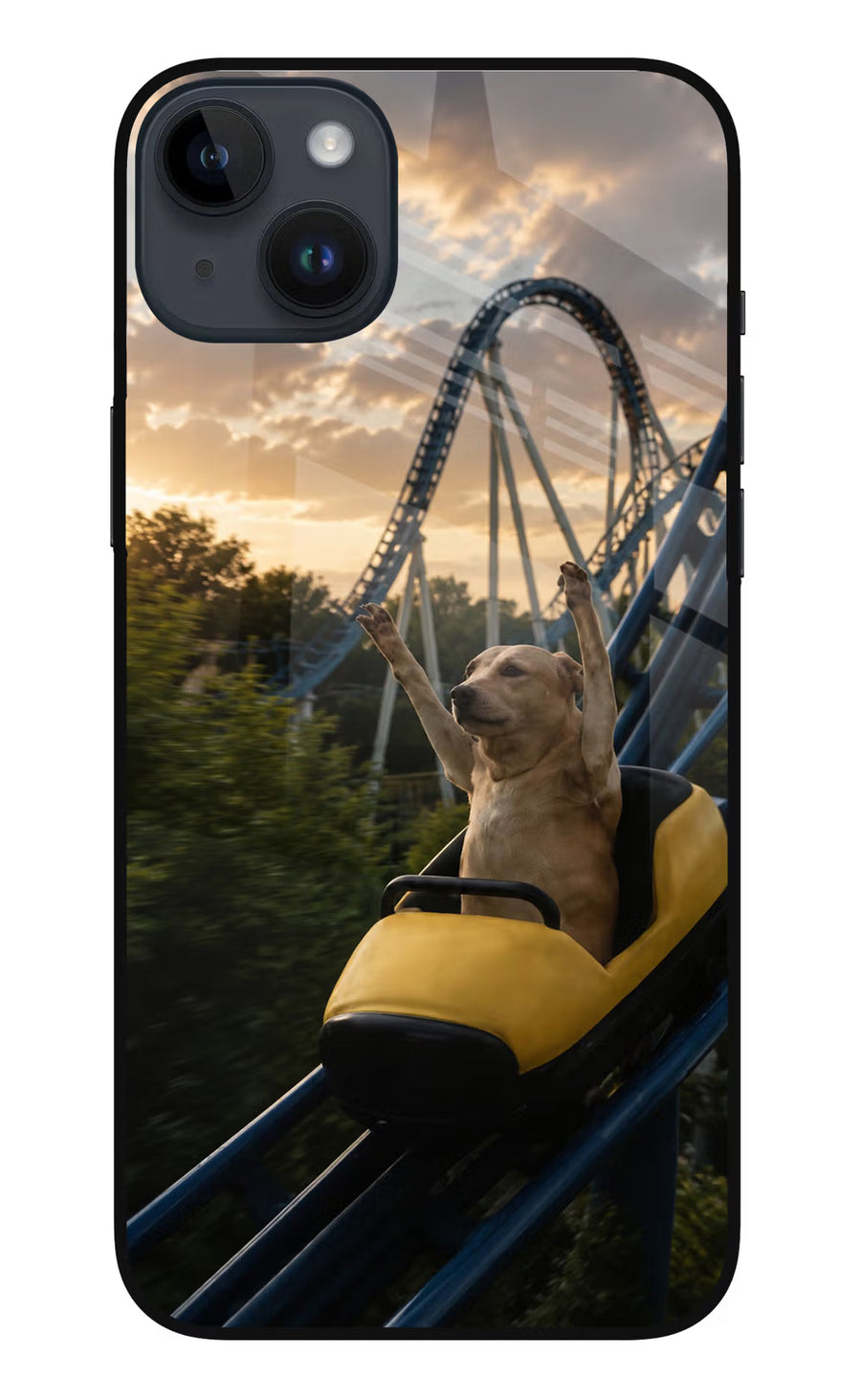 Rollercoaster Dog iPhone 14 Plus Back Cover, Metal case