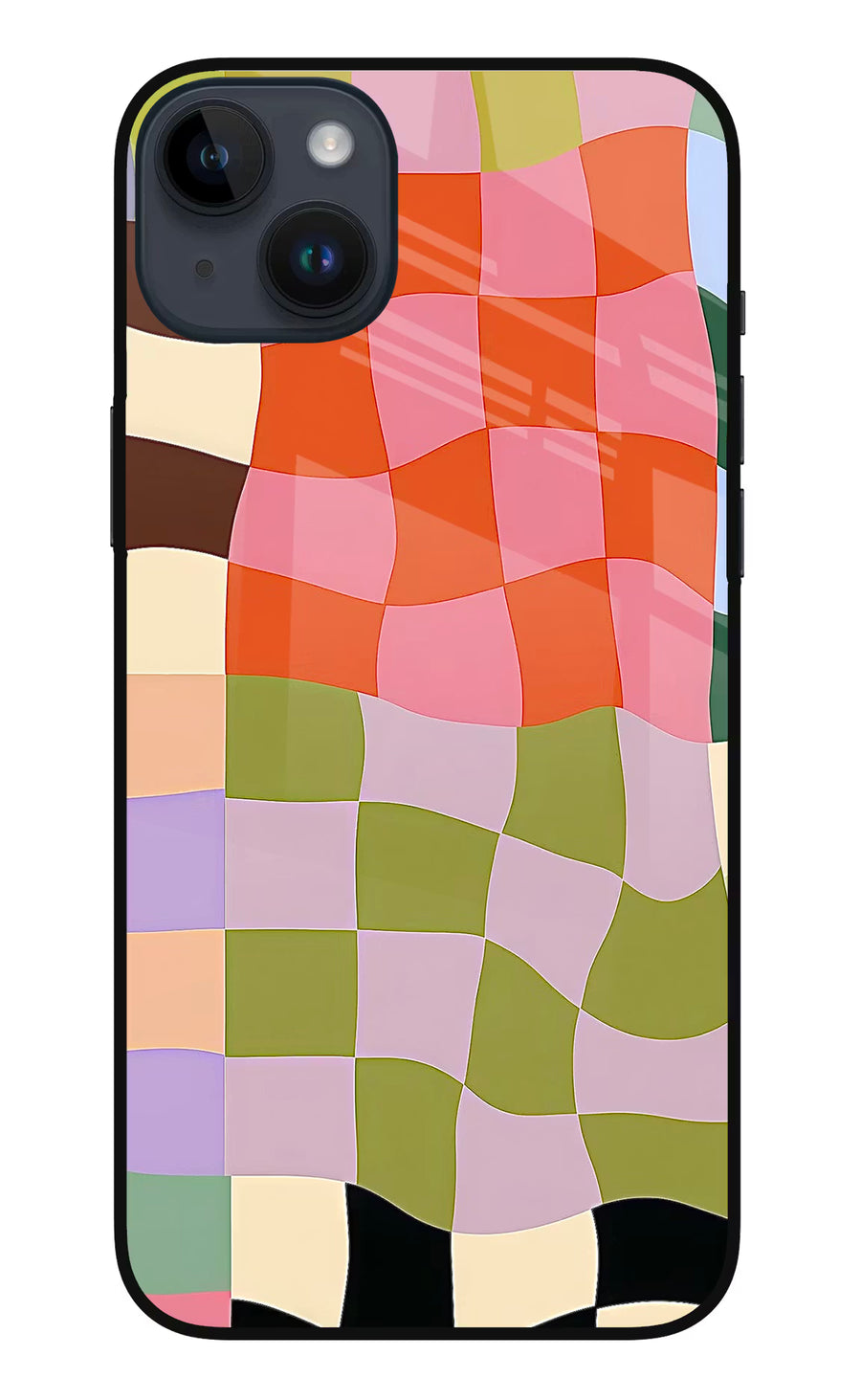 Wavy Grid iPhone 14 Plus Back Cover, Metal case