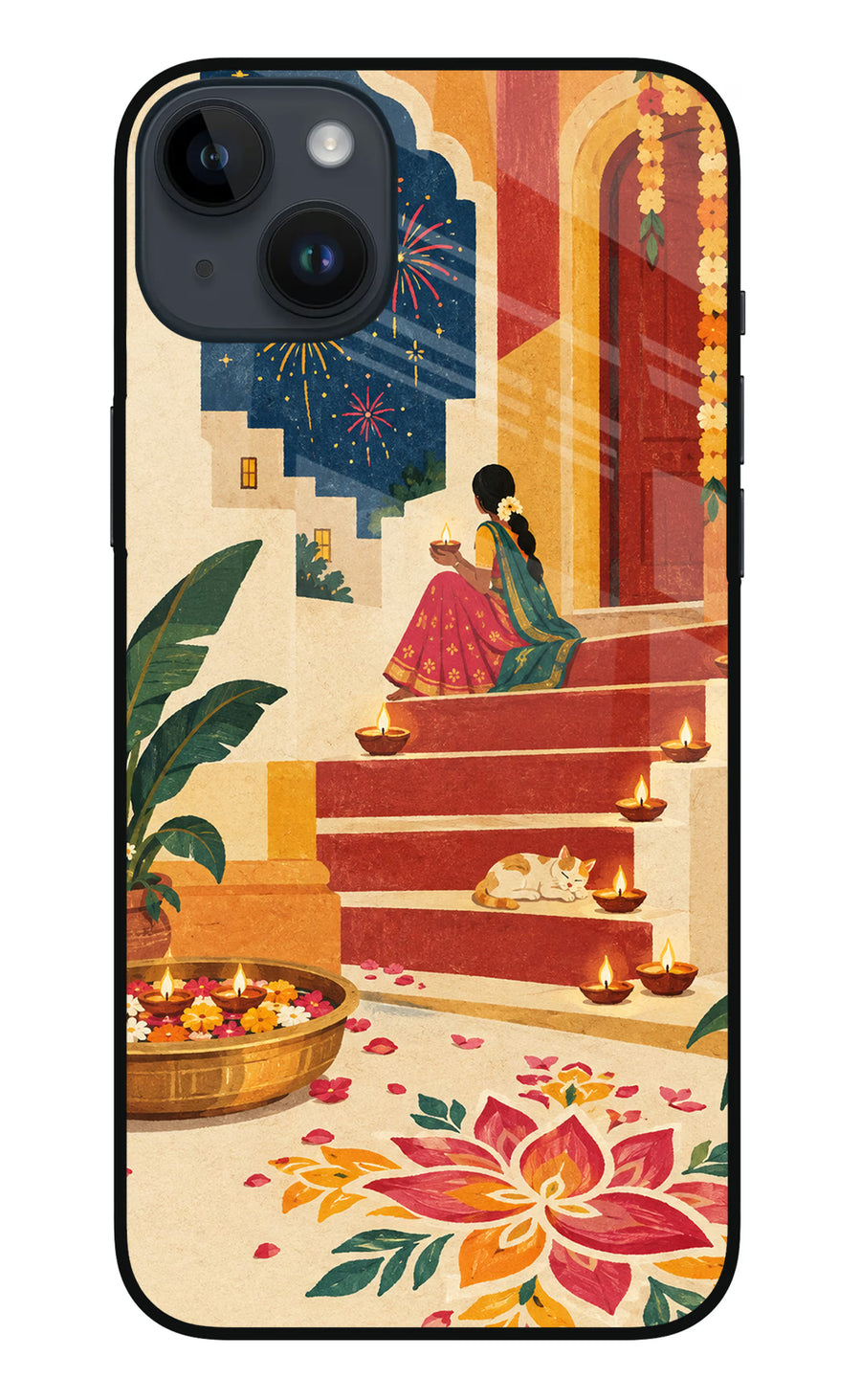 Diwali Rangoli iPhone 14 Plus Back Cover, Metal case