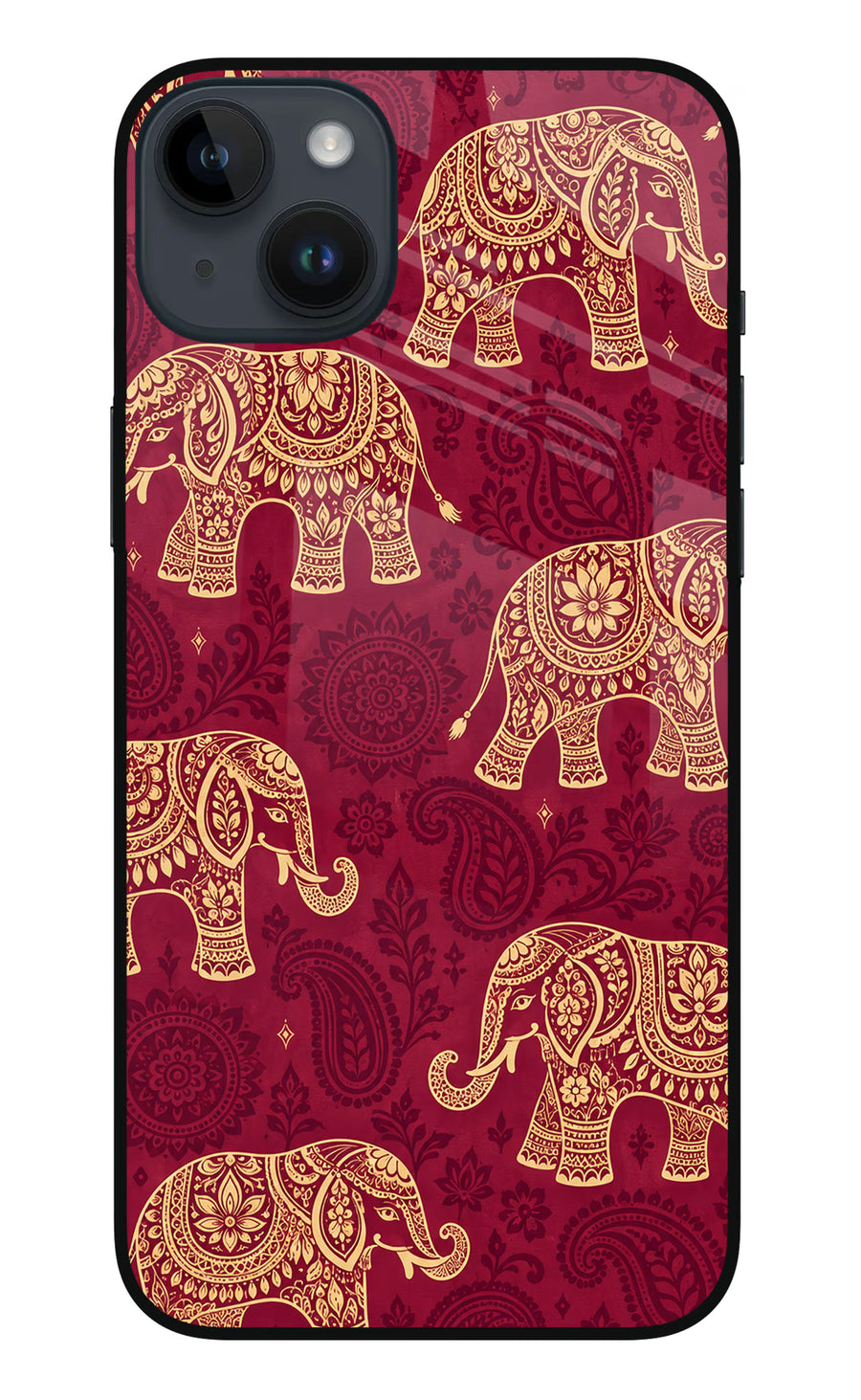 Maroon Elephant iPhone 14 Plus Back Cover, Metal case