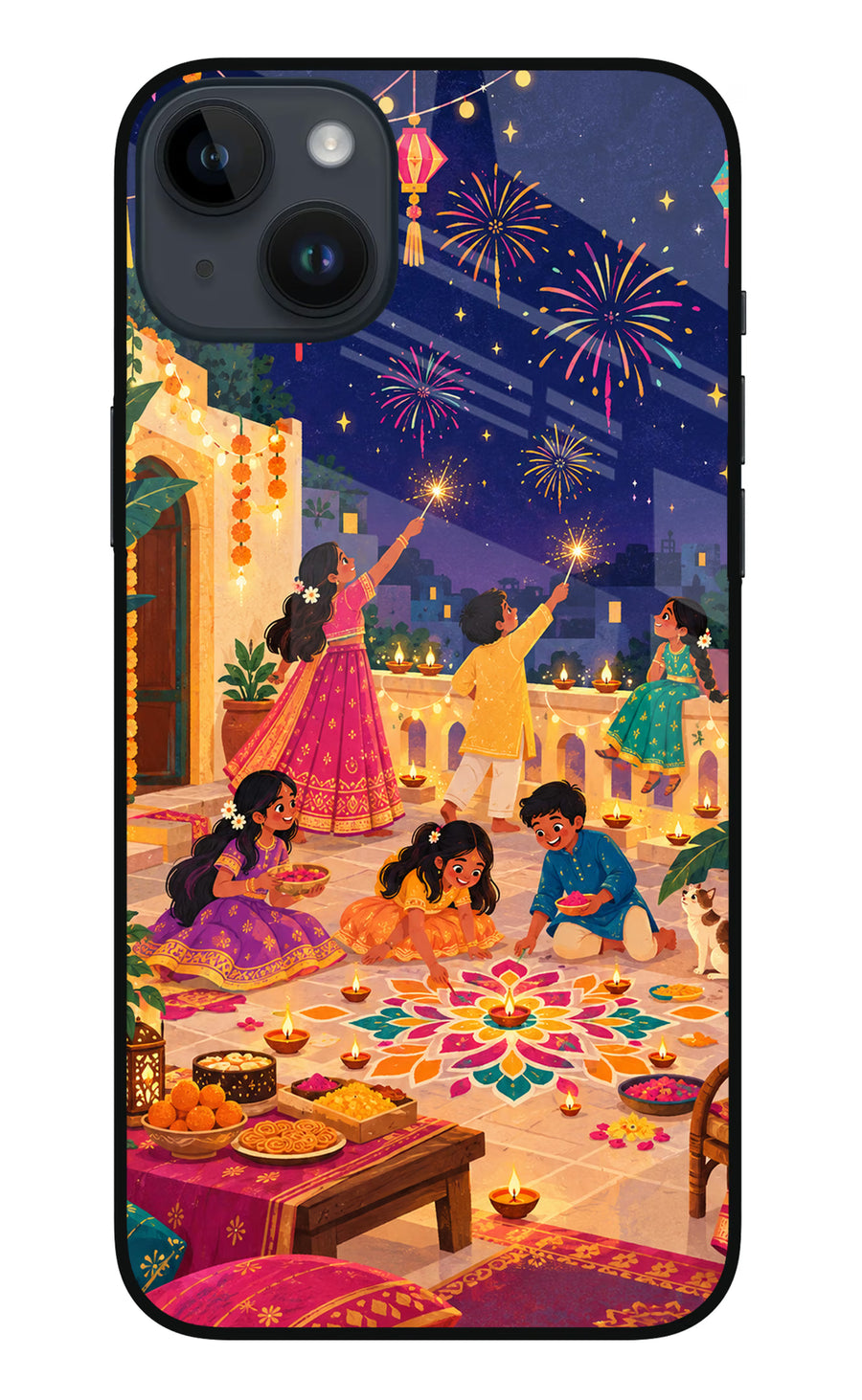 Diwali Night iPhone 14 Plus Back Cover, Metal case