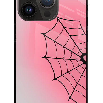 Pink Web iPhone 14 Pro Metal Case Back Cover by Casekaro