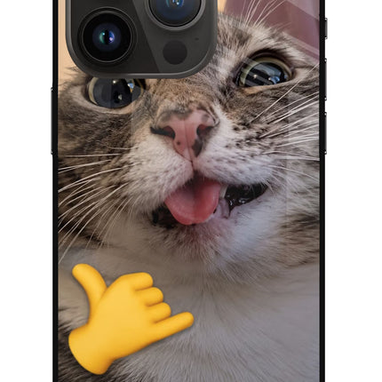 Silly Cat Call iPhone 14 Pro Metal Case Back Cover by Casekaro