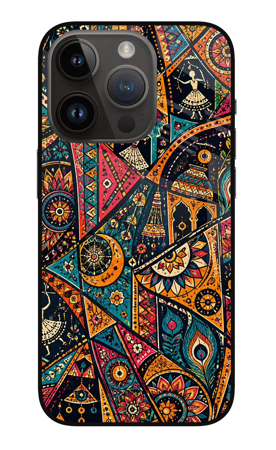 Folk Print iPhone 14 Pro Back Cover, Metal case