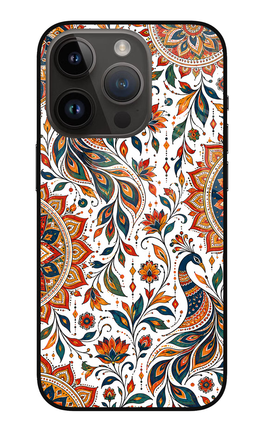 White Mayura iPhone 14 Pro Back Cover, Metal case