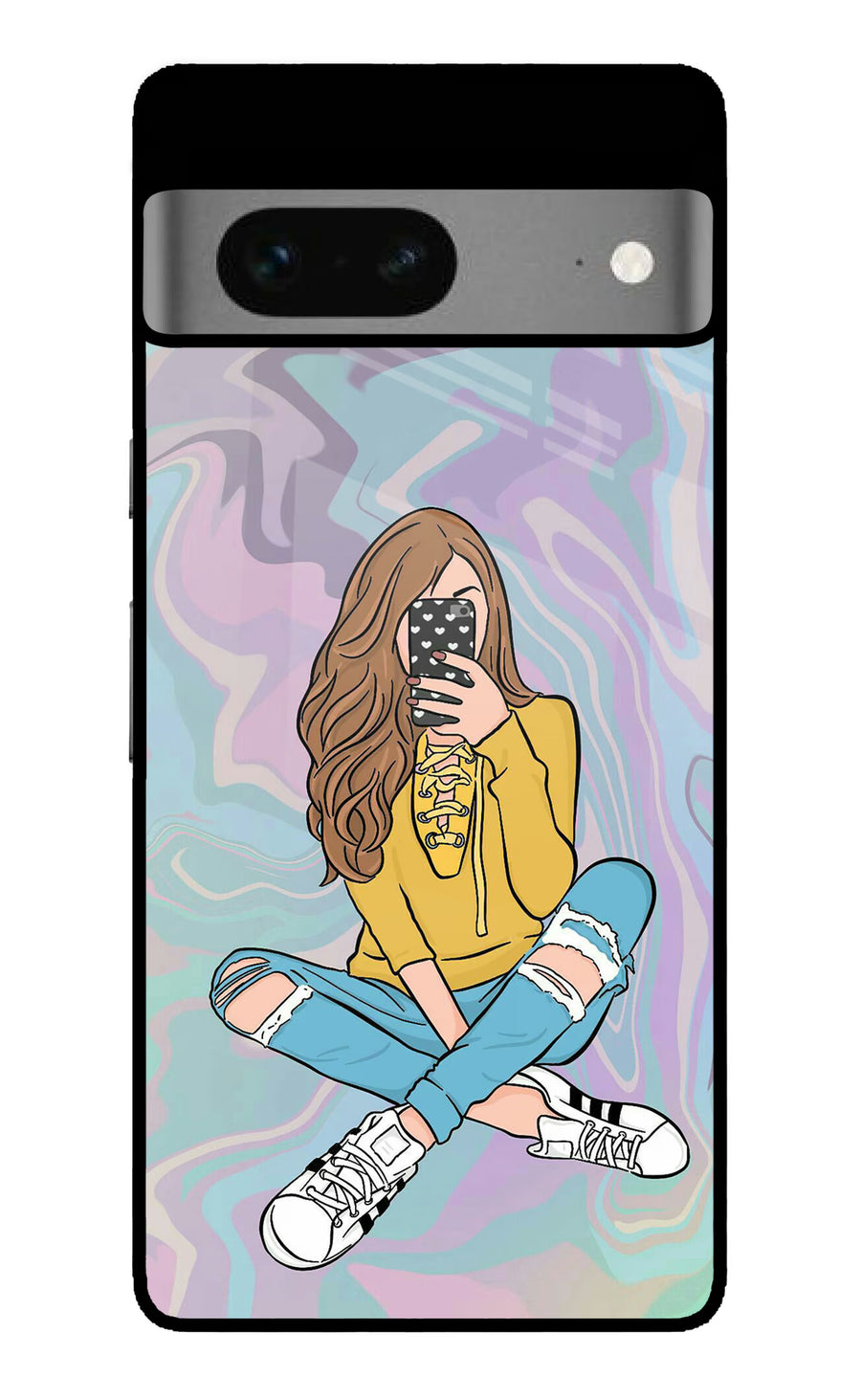 Selfie Girl Google Pixel 7 Back Cover, Metal case