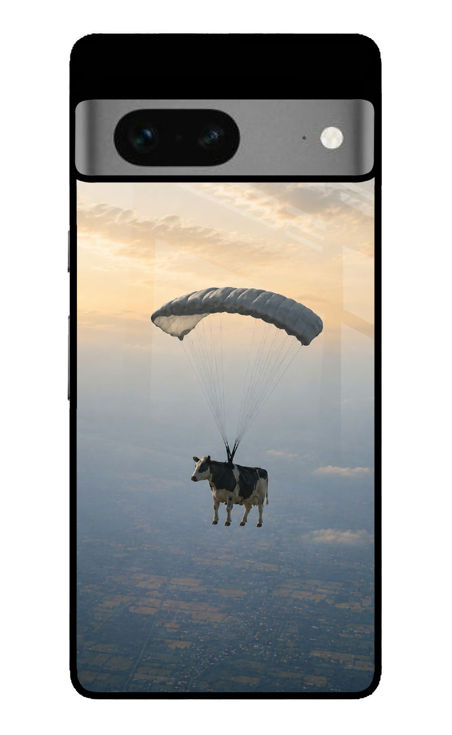 Skydiving Cow Google Pixel 7 Back Cover, Metal case