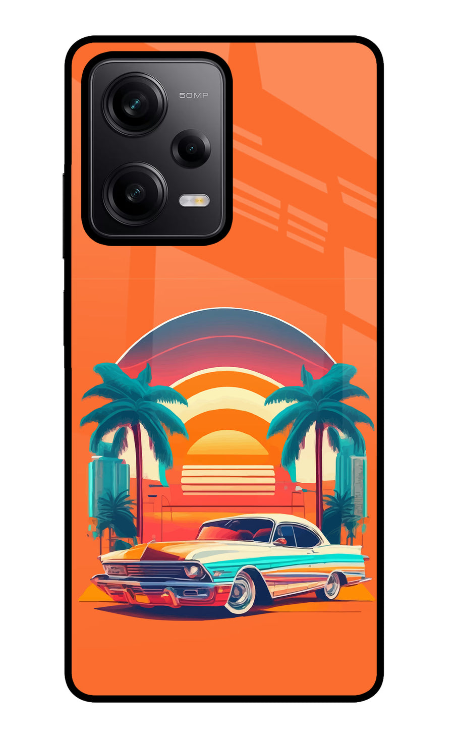 Palm Drive 80s Poco X5 5G Back Cover, Metal case