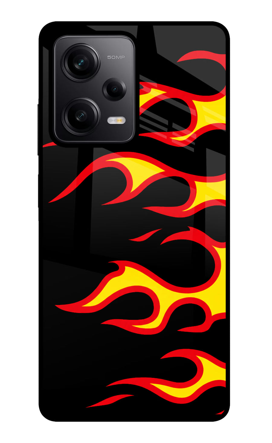 Side Sweep Flames Poco X5 5G Back Cover, Metal case