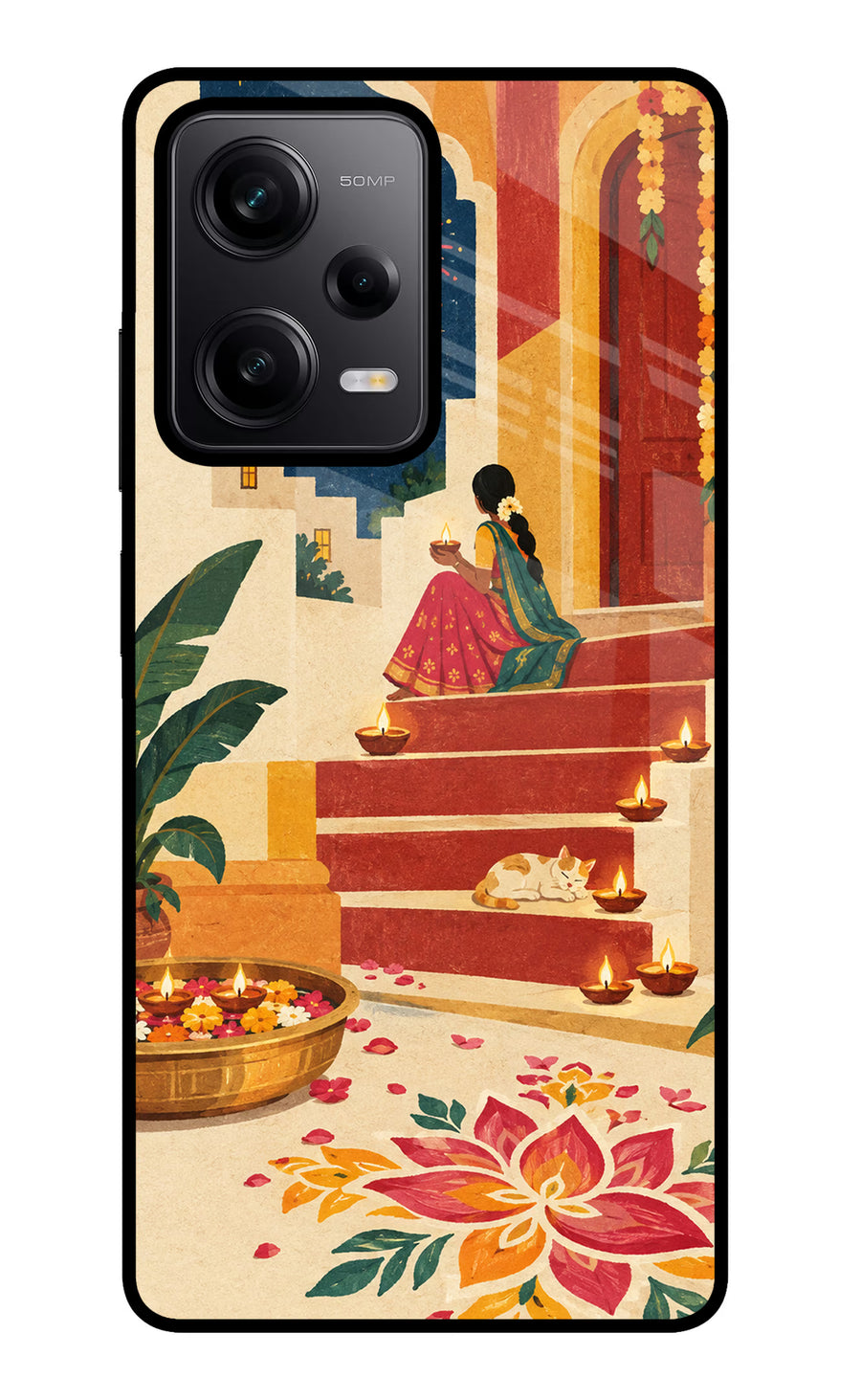 Diwali Rangoli Poco X5 5G Back Cover, Metal case