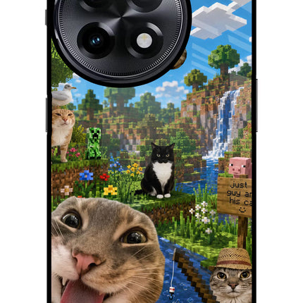 Minecraft Cat Chaos OnePlus 11R Metal Case Back Cover by Casekaro