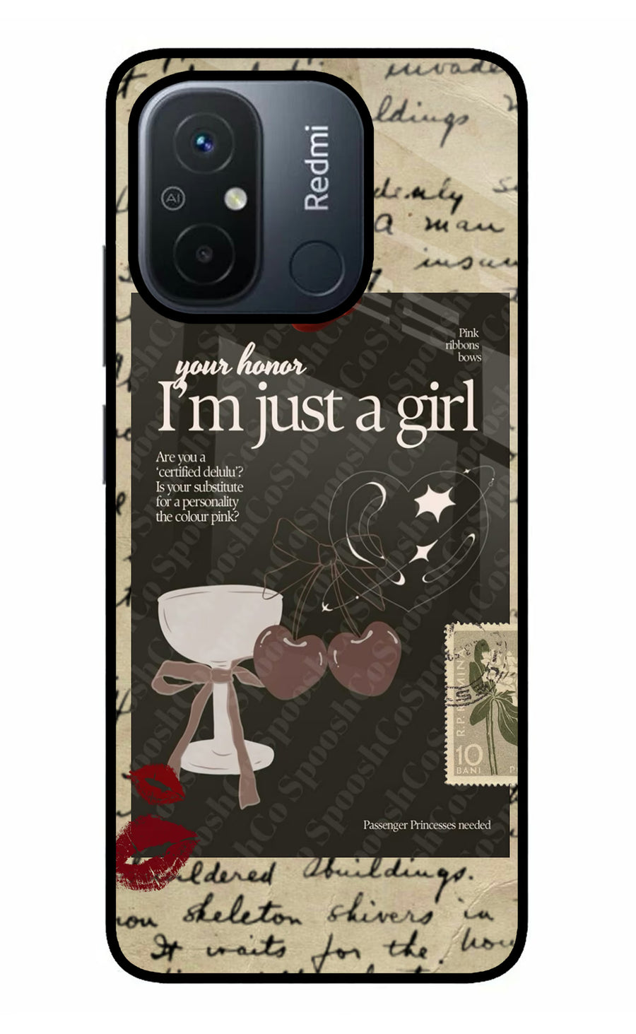 I am just a girl Redmi 12C Back Cover, Metal case