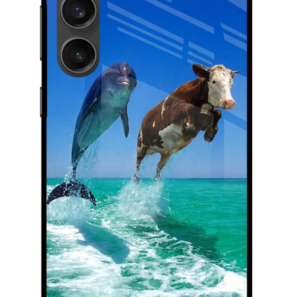 Dolphin vs Cow Samsung S23 FE 5G Metal Case Back Cover by Casekaro