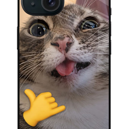Silly Cat Call iPhone 15 Metal Case Back Cover by Casekaro
