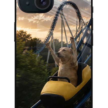 Rollercoaster Dog iPhone 15 Metal Case Back Cover by Casekaro