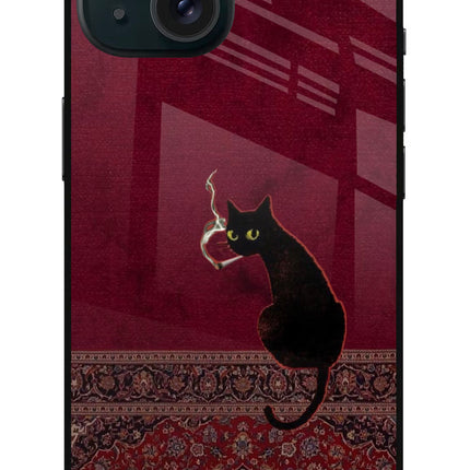 Midnight Cat iPhone 15 Plus Metal Case Back Cover by Casekaro