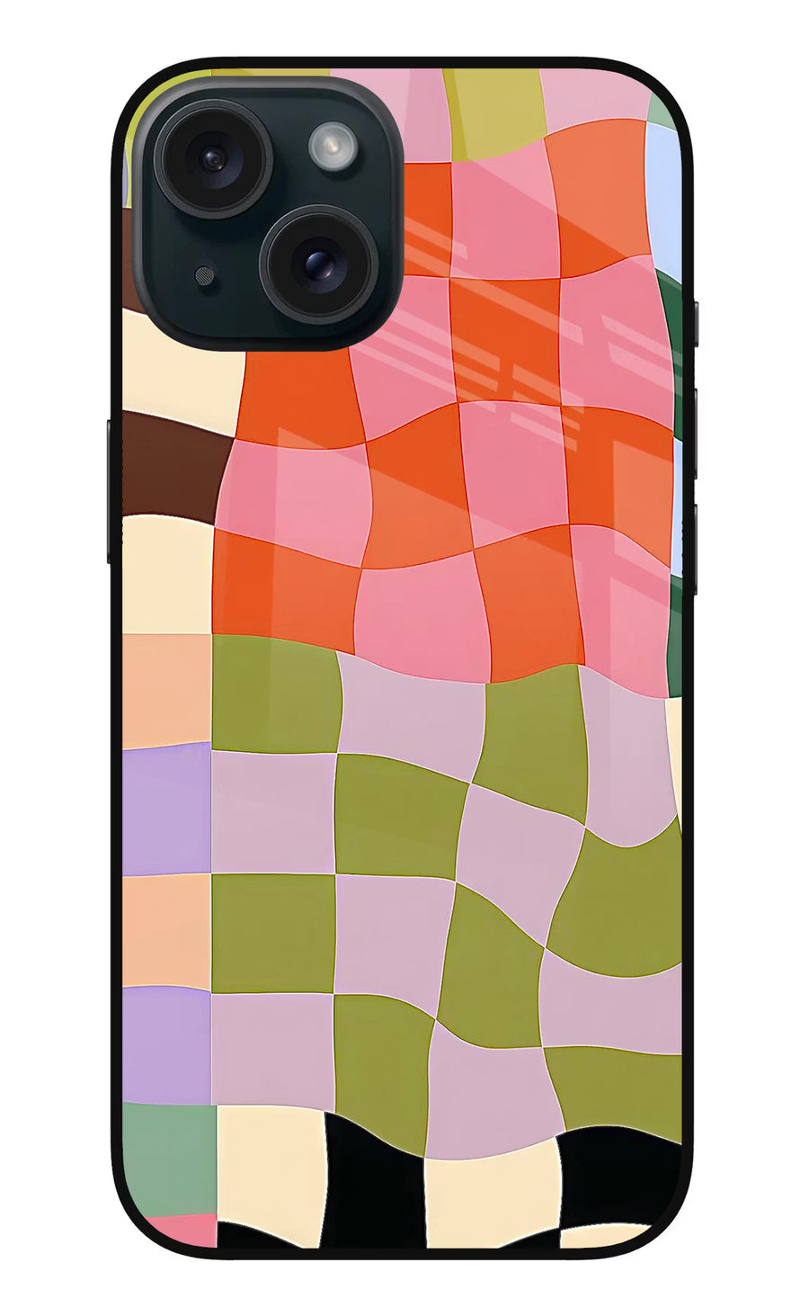 Wavy Grid iPhone 15 Plus Back Cover, Metal case