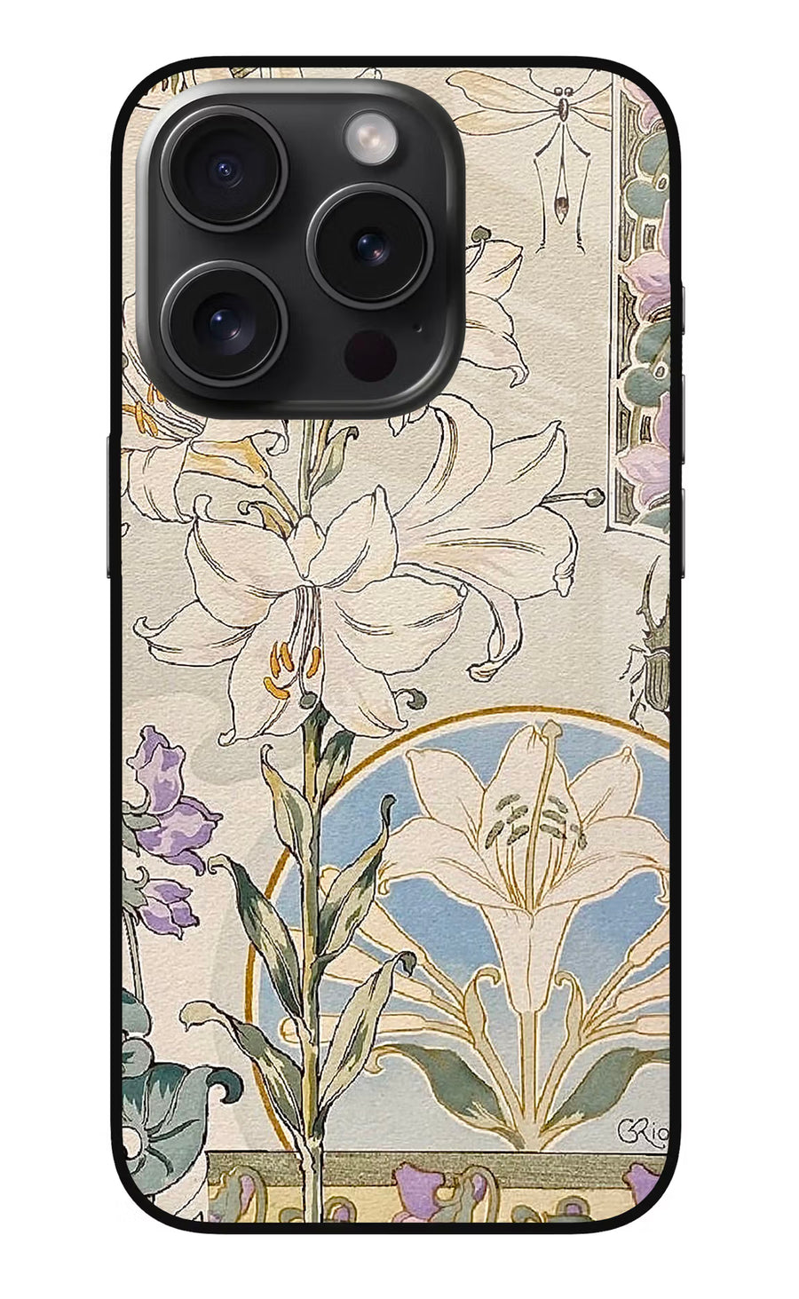 White Lily iPhone 15 Pro Back Cover, Metal case