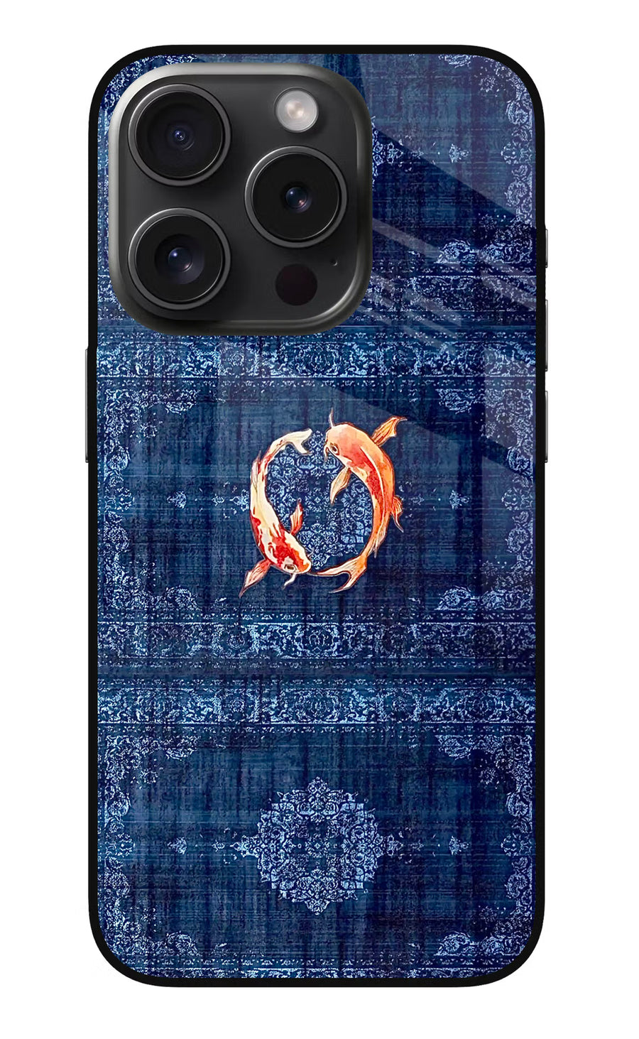 Koi Blue iPhone 15 Pro Back Cover, Metal case