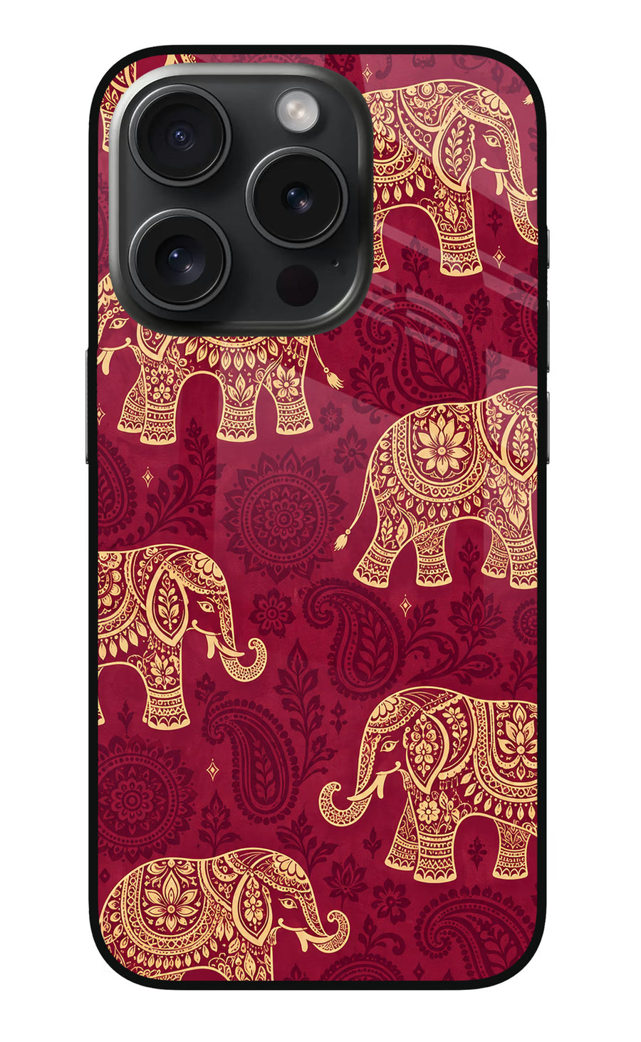 Maroon Elephant iPhone 15 Pro Back Cover, Metal case