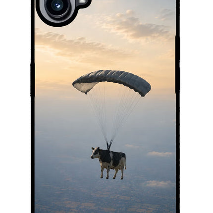 Skydiving Cow Nothing Phone 1 Metal Case Back Cover by Casekaro