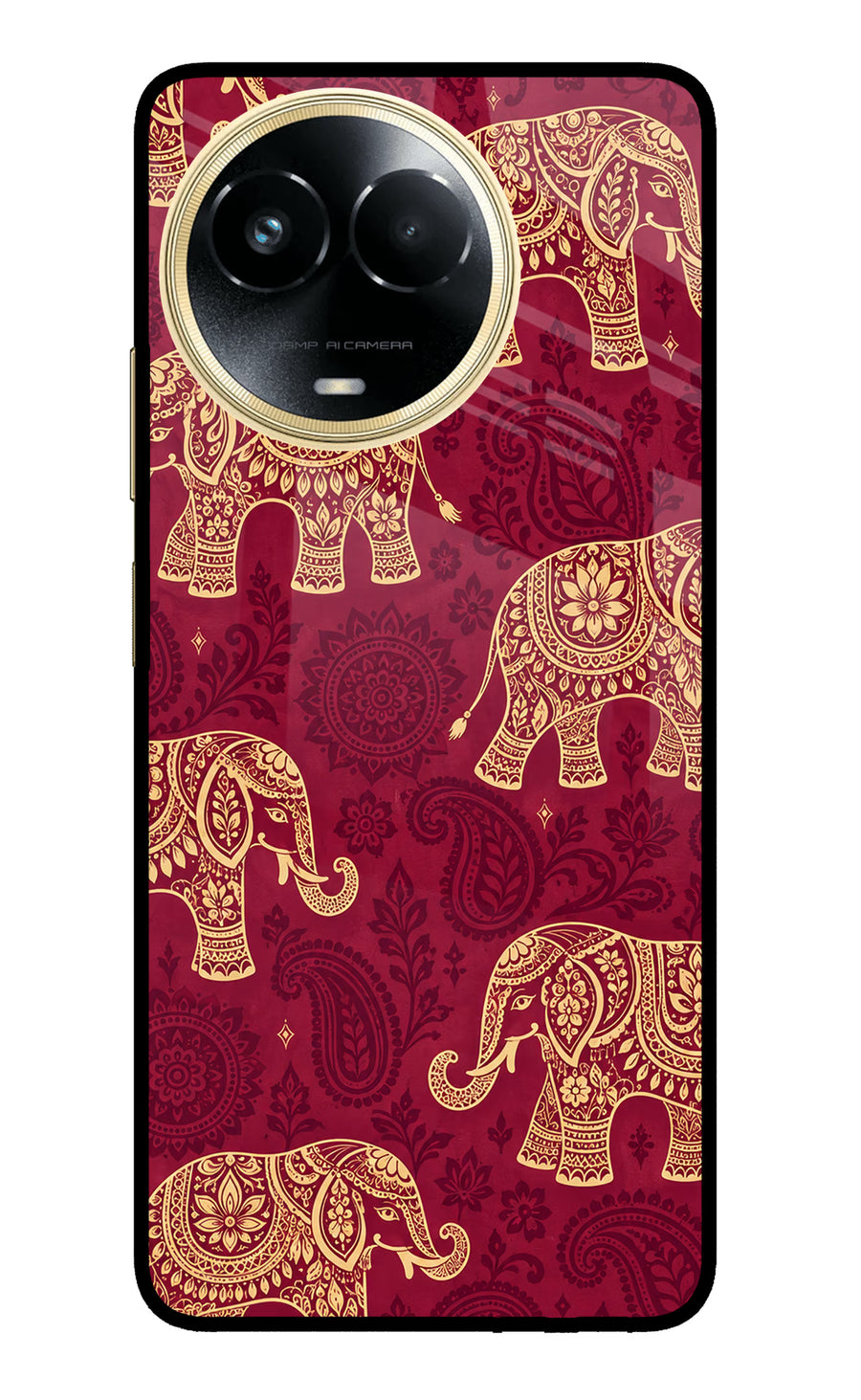 Maroon Elephant Realme 11 5G/11X 5G/C67 Back Cover, Metal case