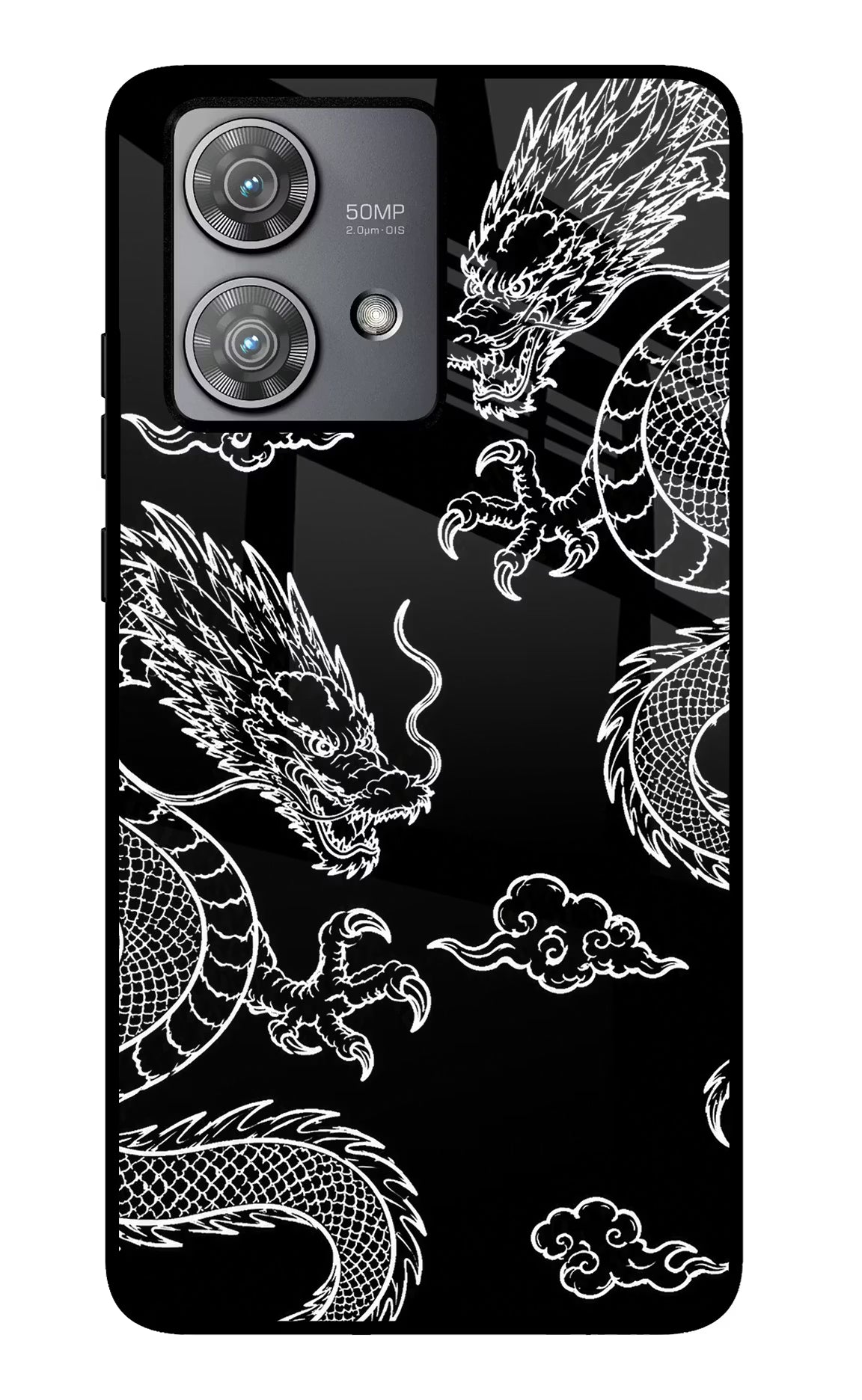 Twin Dragons Moto Edge 40 Neo Metal Case Back Cover by Casekaro
