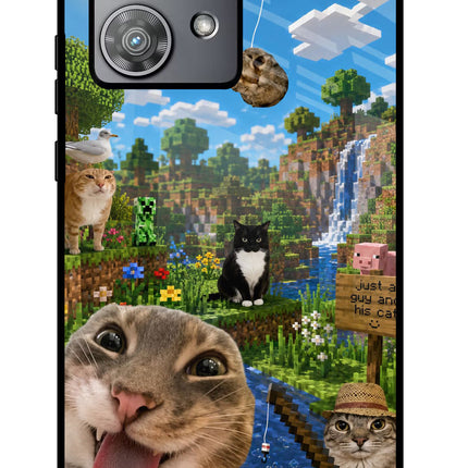 Minecraft Cat Chaos Moto Edge 40 Neo Metal Case Back Cover by Casekaro