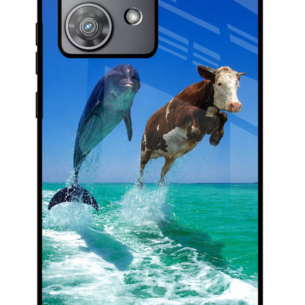 Dolphin vs Cow Moto Edge 40 Neo Metal Case Back Cover by Casekaro