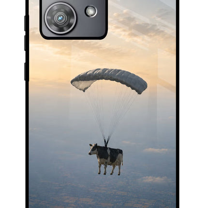 Skydiving Cow Moto Edge 40 Neo Metal Case Back Cover by Casekaro