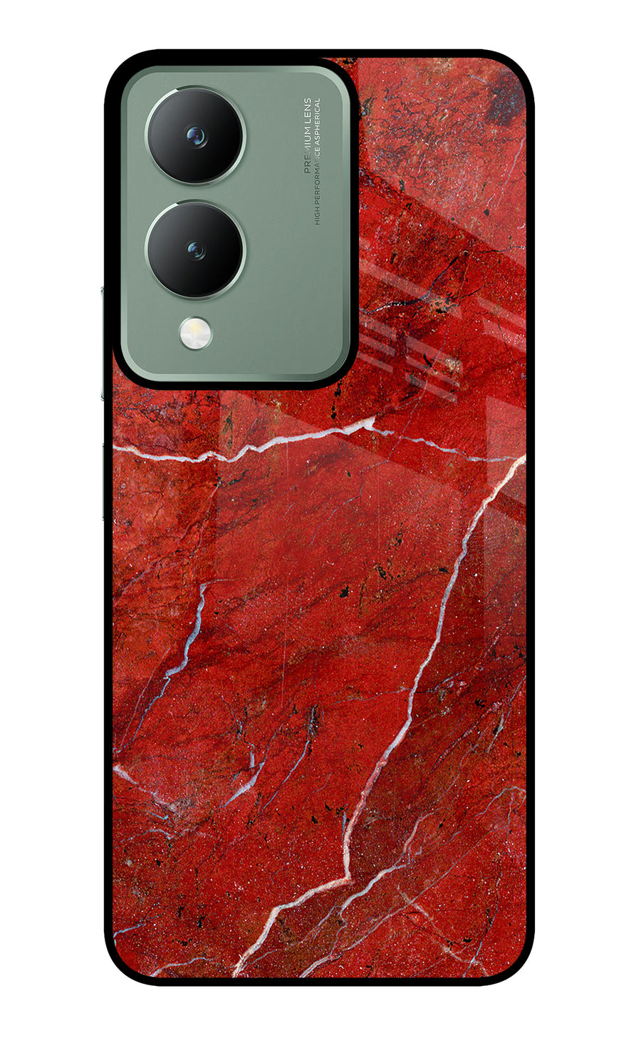 Red Marble Design Vivo Y17s Back Cover, Metal case